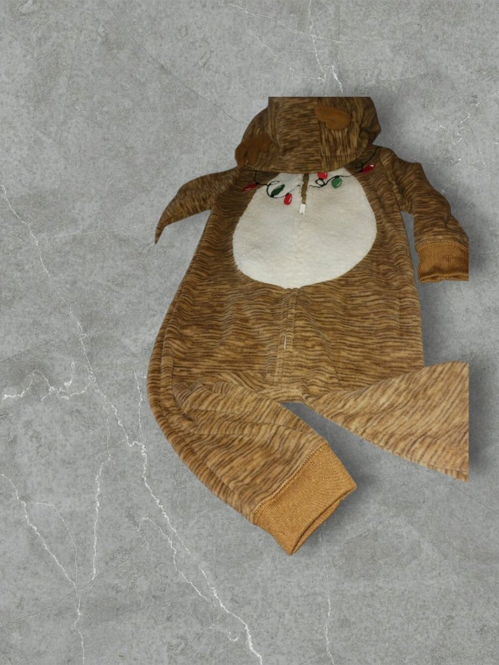 Carter's Just One You Reindeer Christmas Hooded Fleece One-Piece 9M